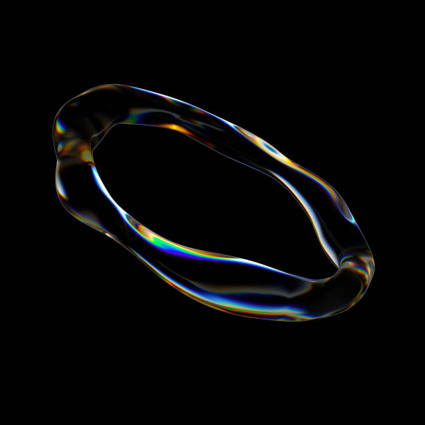 istock Abstract wavy liquid glass circle shape 3D illustration 2014465059