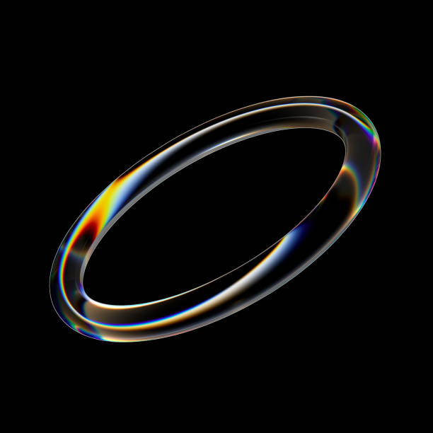 istock Futuristic dispersion glass rings shapes 3D illusion 2014465082