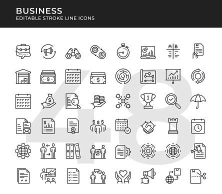 Business Editable Line Icon Set. Pixel Perfect. Vector Illustration.