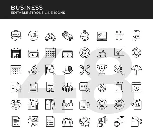 Vector illustration of Business Editable Line Icons