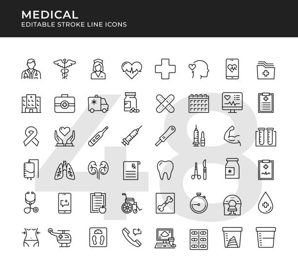 Medical Editable Line Icons Medical Editable Line Icon Set. Pixel Perfect. Vector Illustration. health screening stock illustrations