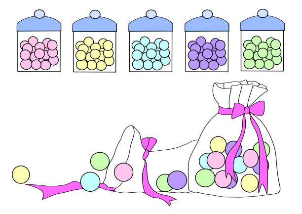 клипарт разноцветных конфет - hard candy candy wrapped pick and mix stock illustrations