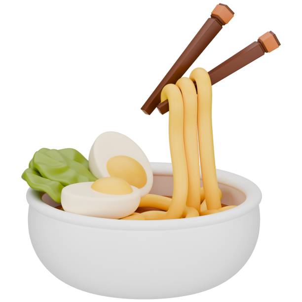 istock 3d noodle. Front view 3d render illustration isolated on white background with food theme. 2014527960