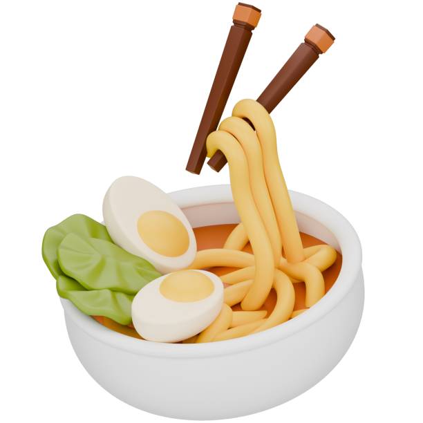 istock 3d noodle. 3d render illustration isolated on white background with food theme. 2014529030