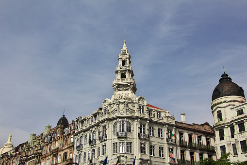 The vintage palace on Liberdade Square in Porto city, Portugal