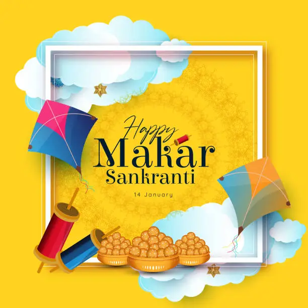 Vector illustration of Happy Makar Sankranti Festival Banner Design Template