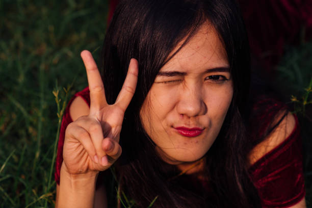 cute chinese woman in red