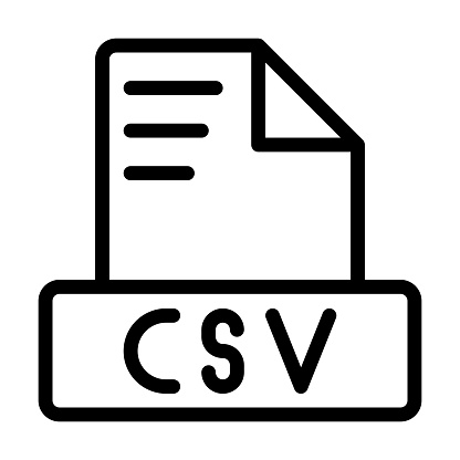 CSV File Icon. Outline file extension. file format symbol icon. Vector illustration. can be used for website interfaces, mobile applications and software