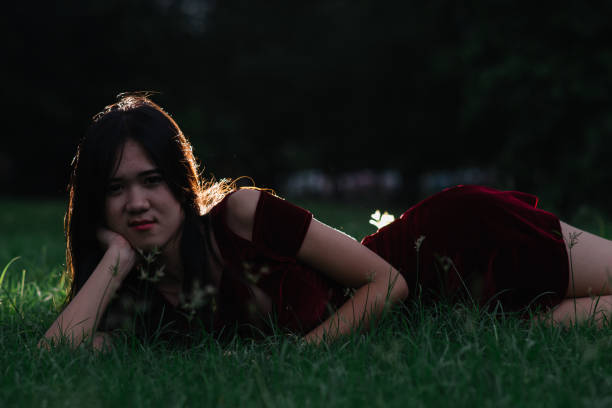 cute chinese woman in red
