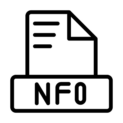 nfo File Icon. Outline file extension. icons file format symbols. Vector illustration. can be used for website interfaces, mobile applications and software