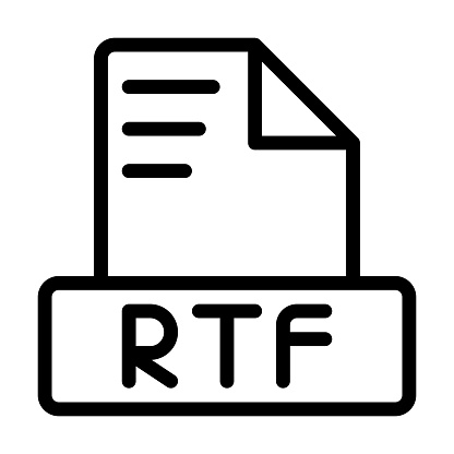 RTF File Icon. Outline file extension. icons file format symbols. Vector illustration. can be used for website interfaces, mobile applications and software