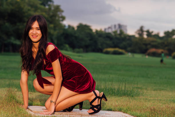 cute chinese woman in red