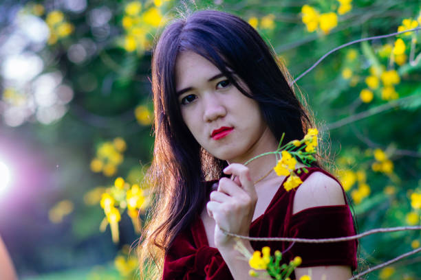 cute chinese woman in red