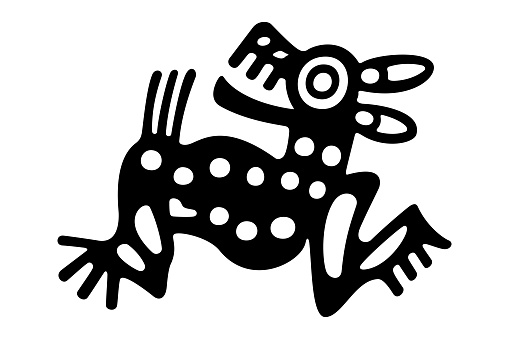 Deer symbol of ancient Mexico. Decorative Aztec clay stamp motif showing an Mazatl as it was found in pre-Columbian Veracruz. Deer, the seventh day sign of Aztec calendar, related to Aztec god Tlaloc.