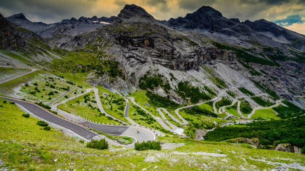 istock Stelvio Pass Road from Bormio with cyclist 2014626936