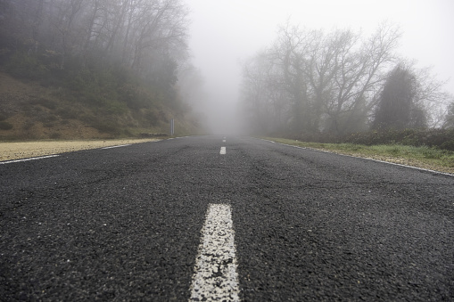 Detail of old road in a mountain in Spain, transportation