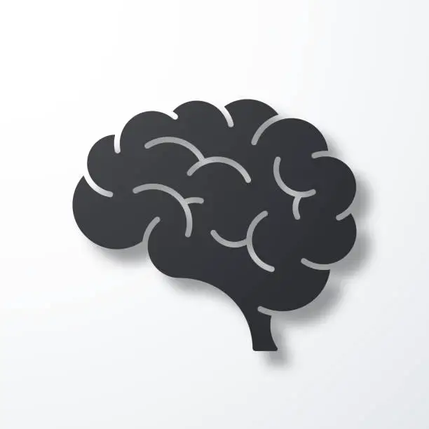 Vector illustration of Brain. Icon with shadow on white background