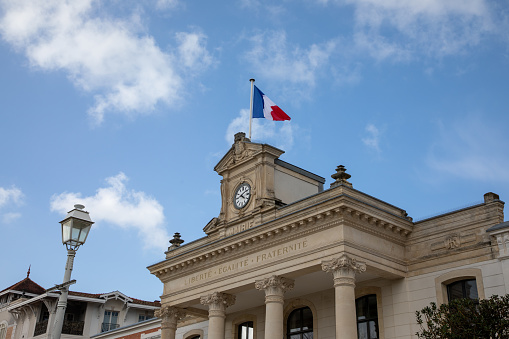 mairie france text sign clock on facade building mean town hall in office france