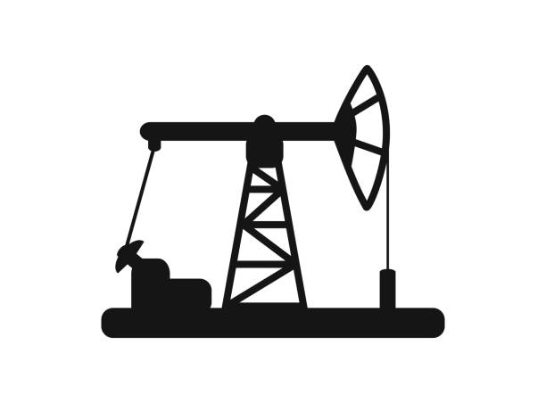 白で分離されたオイルポンプ、ベクトル図 - pipe silhouette oil pump mining点のイラスト素材／クリップアート素材／マンガ素材／アイコン素材