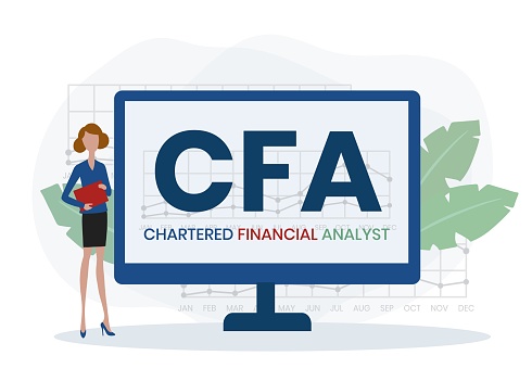 CFA - Chartered Financial Analyst acronym. business concept background. vector illustration concept with keywords and icons. lettering illustration with icons for web banner, flyer