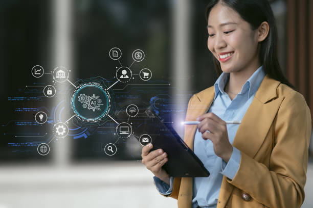 istock Digital transformation technology strategy, Person using laptop, tablet and smartphone with of things. transformation of ideas and the adoption. 2014701830