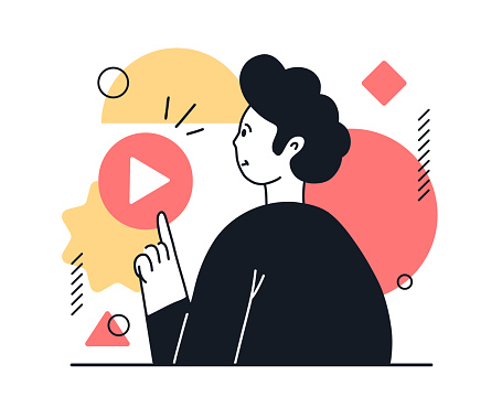 Vlogging concept with cartoon people in vector flat design