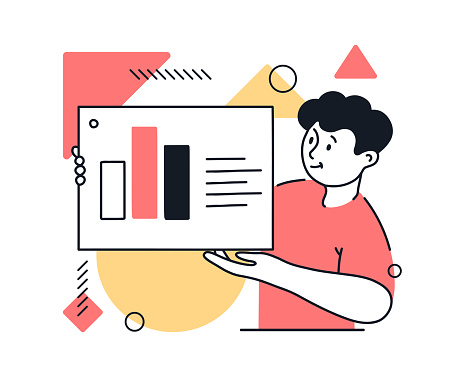 Business Data concept with cartoon people in vector flat design