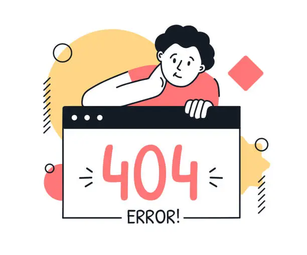 Vector illustration of 404 Web Page Error concept with cartoon people in vector flat design