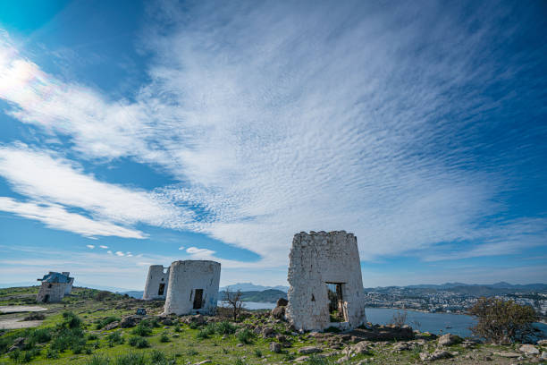 The windmills of Bodrum are a collection of stone buildings that were constructed in the 18th century and were used to grind grain into flour located on the hills between Bodrum and Gumbet,  Yalikavak