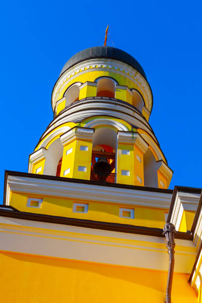 the bell tower of the church - steeple outdoors vertical alberta zdjęcia i obrazy z banku zdjęć