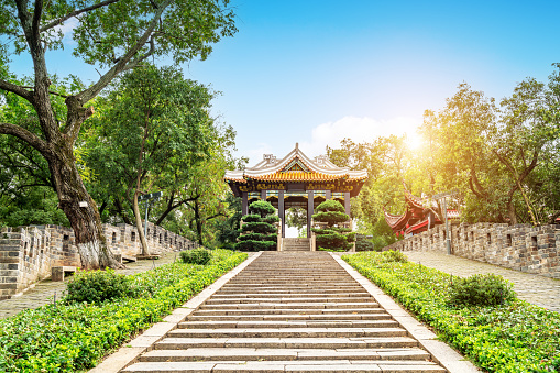 The ancient buildings in Tianxin Pavilion Park, Changsha, China.