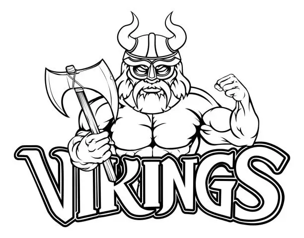 Vector illustration of Viking Cartoon Sports Mascot