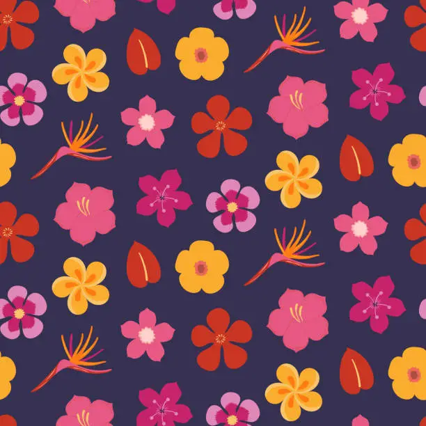 Vector illustration of Summer flowers seamless pattern