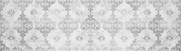istock White gray grey retro vintage arabesque wallpaper tile wall texture background banner panorama with seamless floral flowers leaves print, seamless pattern. 2014801385