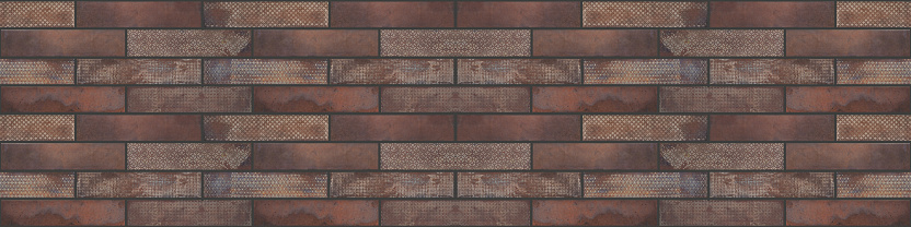 Brown brick subway tiles wall texture wide background banner panorama seamless pattern