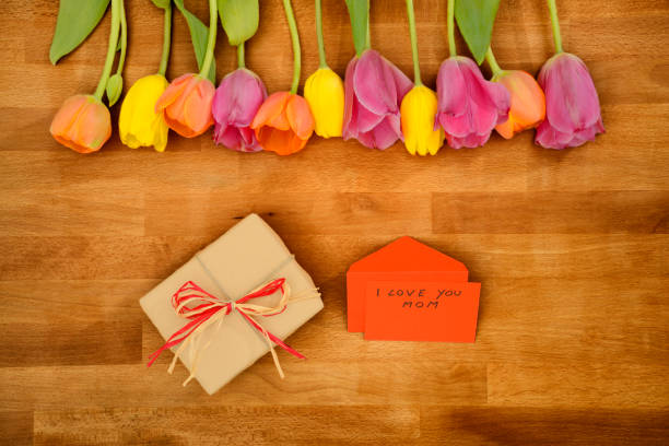 Flowers and gift box for mother's day