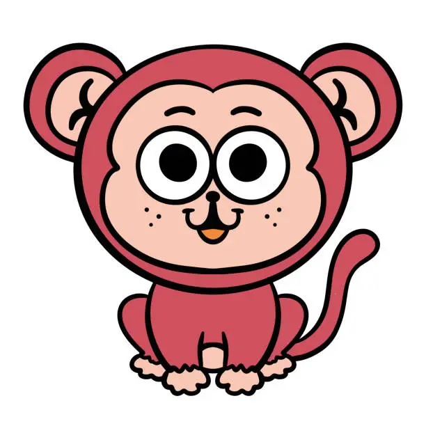 Vector illustration of Cute little monkey cartoon character