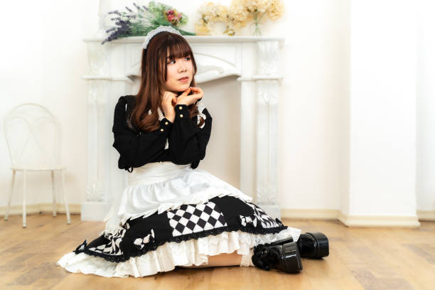Japanese woman in maid uniform