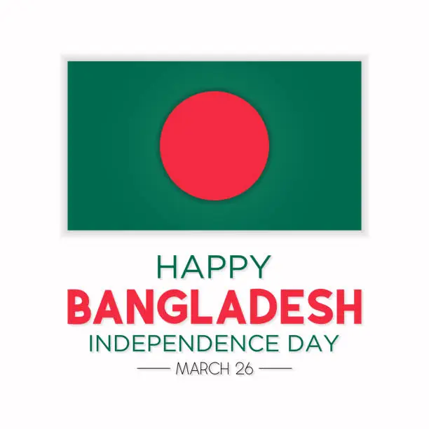 Vector illustration of Happy Bangladesh Independence Day celebration every year in 26th March. National holiday in Bangladesh. Vector illustration for banner, greeting card, poster with background.