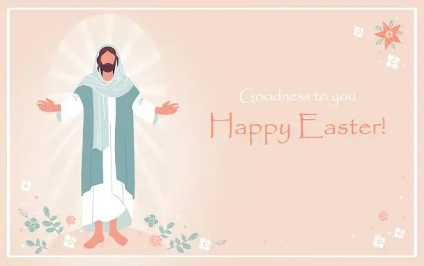 Vector illustration of Happy Easter Sunday Day Illustration with Jesus, Religios card