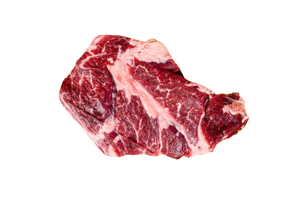 istock Raw beef steak  Isolated on white background.  Top view. 2014882334