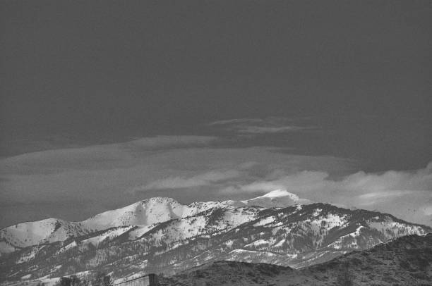 istock Cold snowy mountain landscape at sunset. 2014883415
