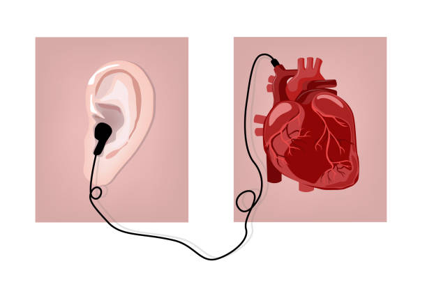 ilustraciones, imágenes clip art, dibujos animados e iconos de stock de preparación de la parte: escucha la voz directa de tu corazón - human artery audio