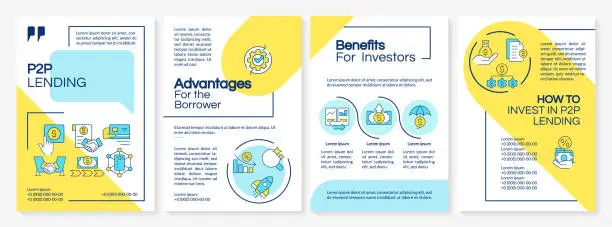 Vector illustration of P2P platform blue and yellow brochure template