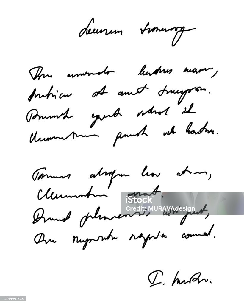 Fake Handwritten Notes Fake Handwritten Abstract Poem Stock Illustration - Download Image Now ...