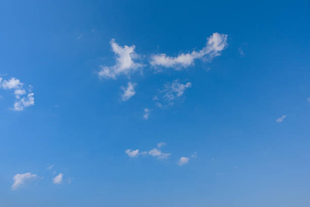Blue sky and white clouds. Clear cloud in sunshine calm bright winter air background
