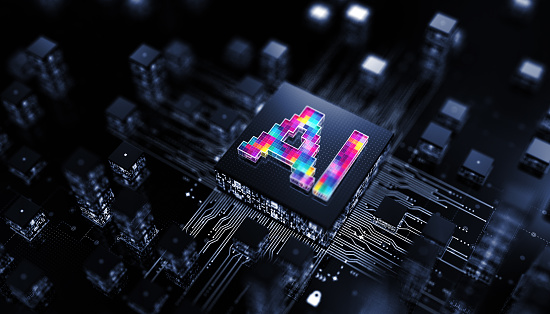 AI Chip processor technology concept. 3D render