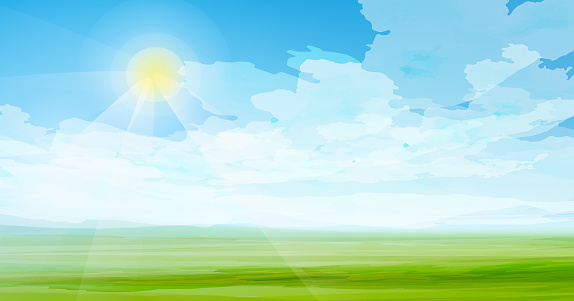 Sun is shining. Sunny day vector illustration.