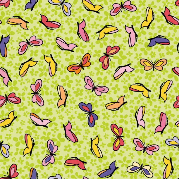 illustrazioni stock, clip art, cartoni animati e icone di tendenza di farfalle colorate con piccoli fiori. - lime butterfly