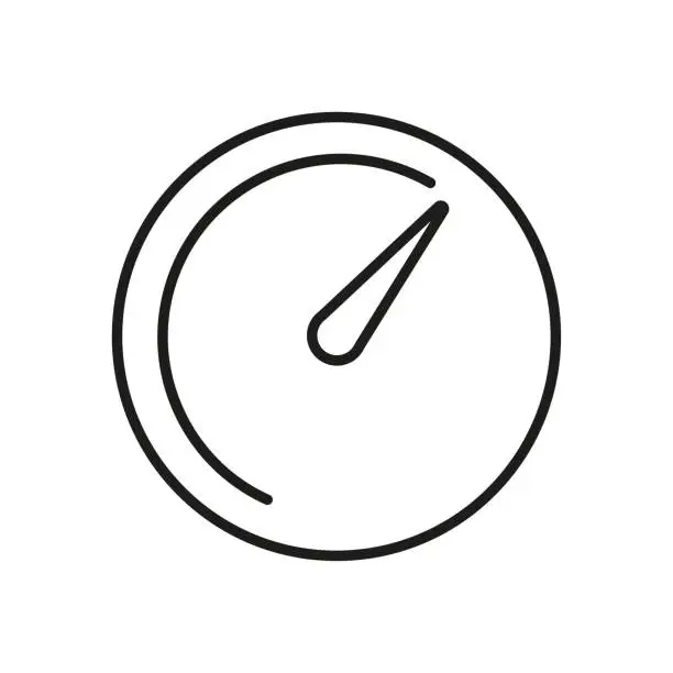 Vector illustration of A black and white icon of a speedometer in a circle